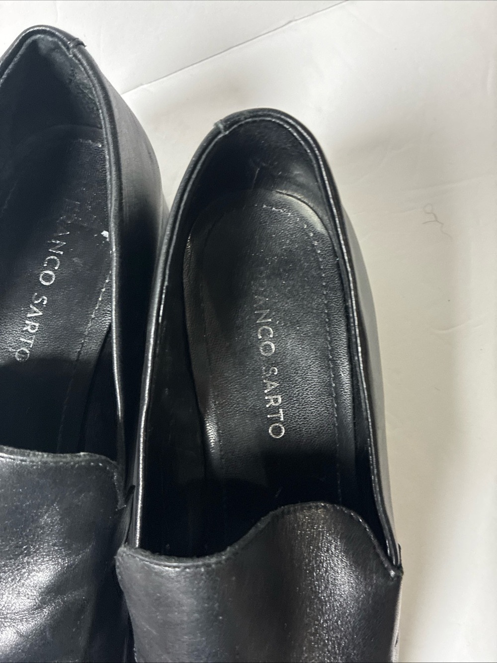 Franco Sarto Black Leather Slip-On Loafers - Picture 10 of 10